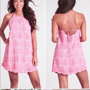Lauren James Pink and White Leaf Print Mini Dress XL (5800)